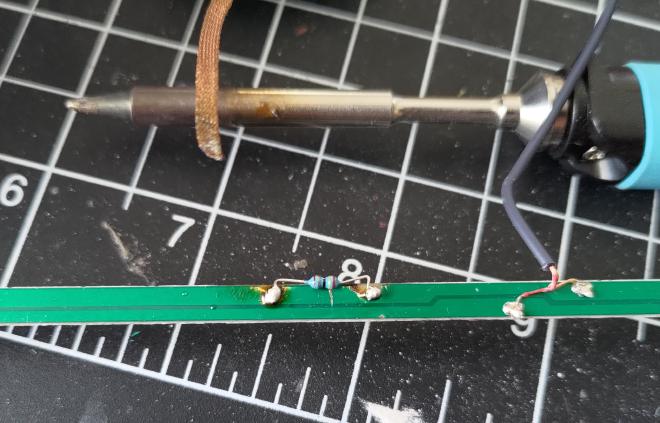 Bodged resistor on PCB