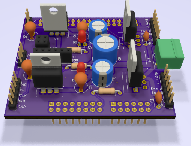 3D render of the final PCB layout