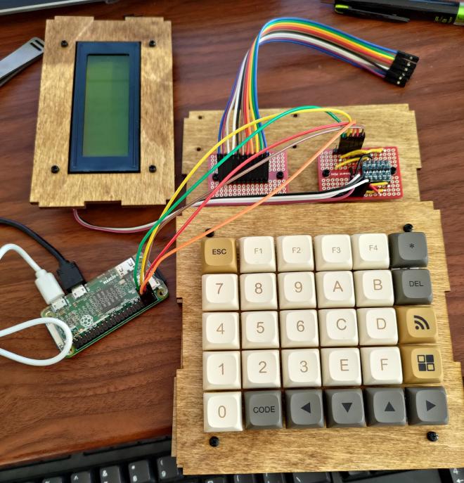 Calculator under construction showing the simple circuit boards